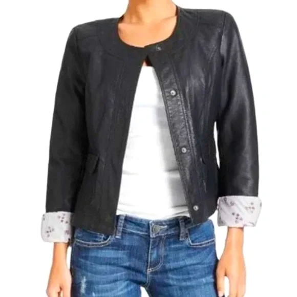 KUT from the Kloth lightweight faux leather jacket, with floral lining - Picture 1 of 7